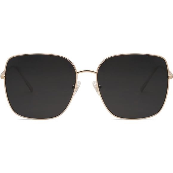 ??? Oversized Square Metal Frame Sunglasses for Women Men Flat Mirrored Lens